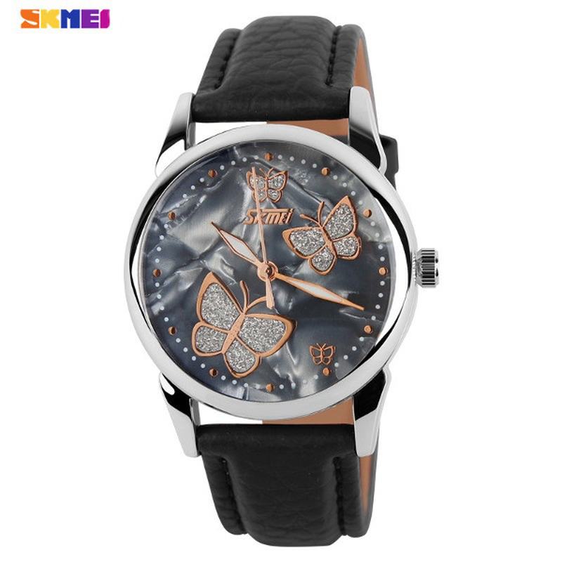 Butterfly Pu Leather Band Life Wodoodporny Damski Zegarek Kwarcowy Na Rękę