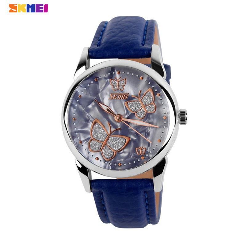 Butterfly Pu Leather Band Life Wodoodporny Damski Zegarek Kwarcowy Na Rękę