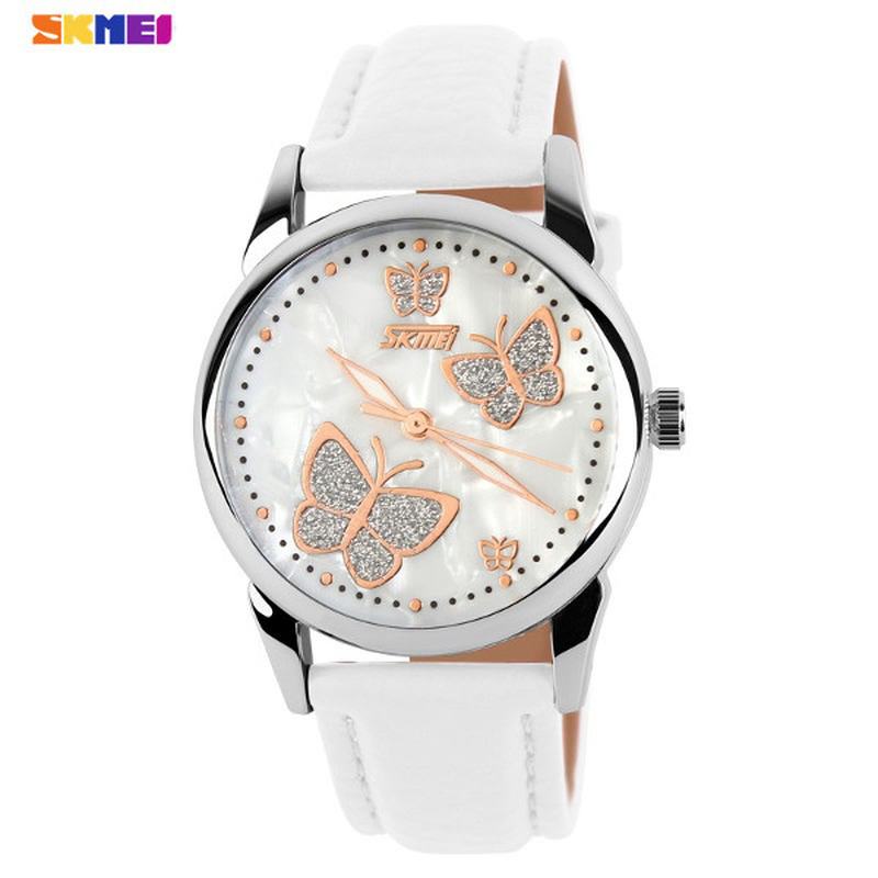 Butterfly Pu Leather Band Life Wodoodporny Damski Zegarek Kwarcowy Na Rękę