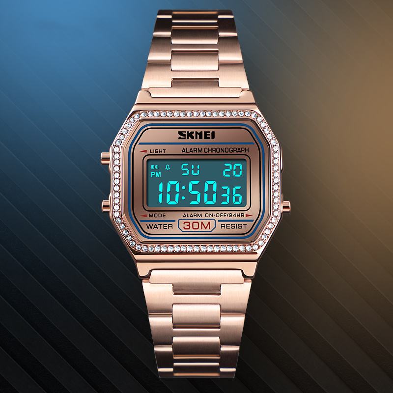Casual Damskie Watch 3atm Wodoodporny Wyświetlacz El Light Week Moda Digital Watch