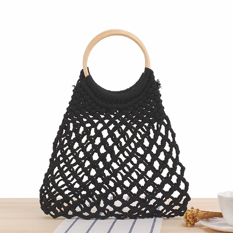 Casual Fabric Net Beach Bag Solidna Torebka Dla Kobiet