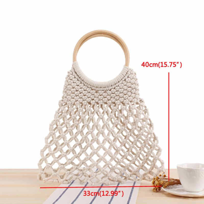 Casual Fabric Net Beach Bag Solidna Torebka Dla Kobiet