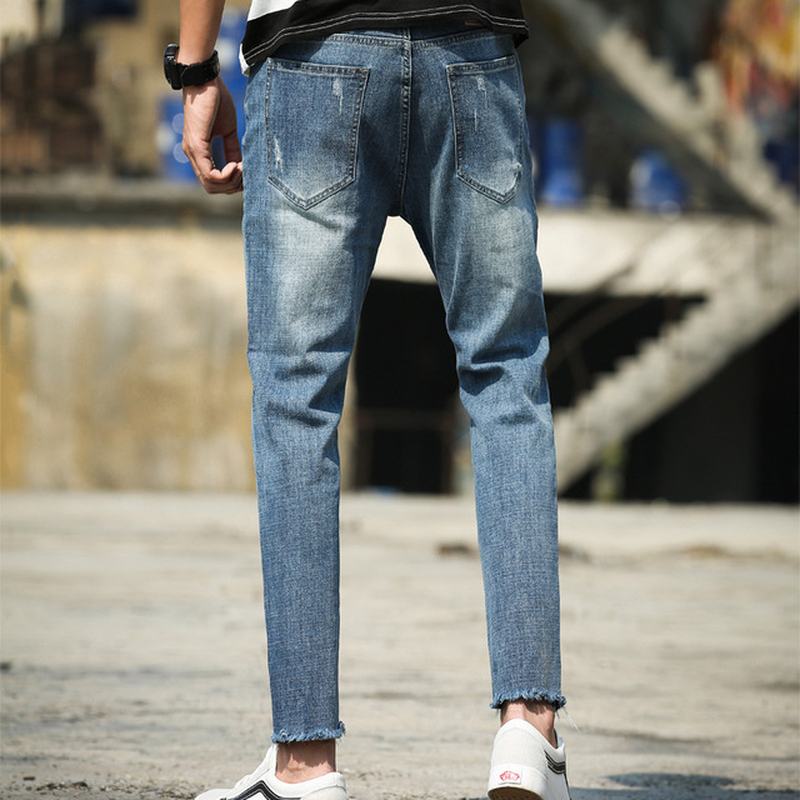 Casual Jeans Męskie Uniwersalne Spodnie Slim Męskie Spodnie Ze Stretchu