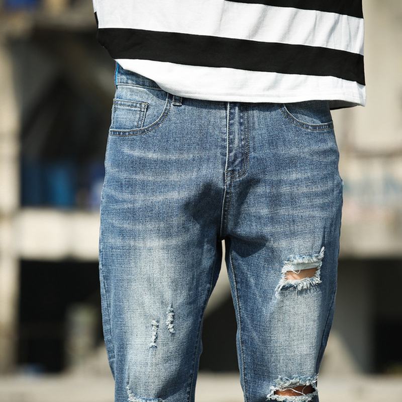 Casual Jeans Męskie Uniwersalne Spodnie Slim Męskie Spodnie Ze Stretchu