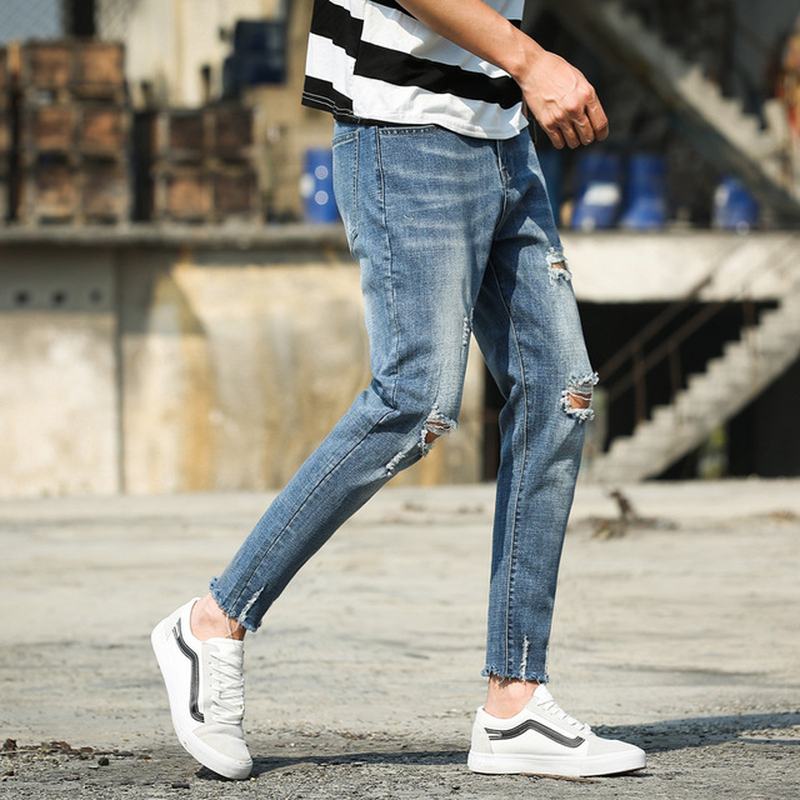 Casual Jeans Męskie Uniwersalne Spodnie Slim Męskie Spodnie Ze Stretchu