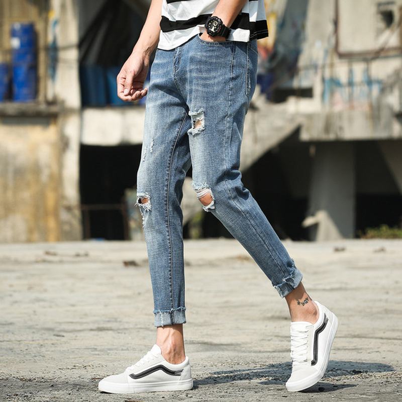 Casual Jeans Męskie Uniwersalne Spodnie Slim Męskie Spodnie Ze Stretchu