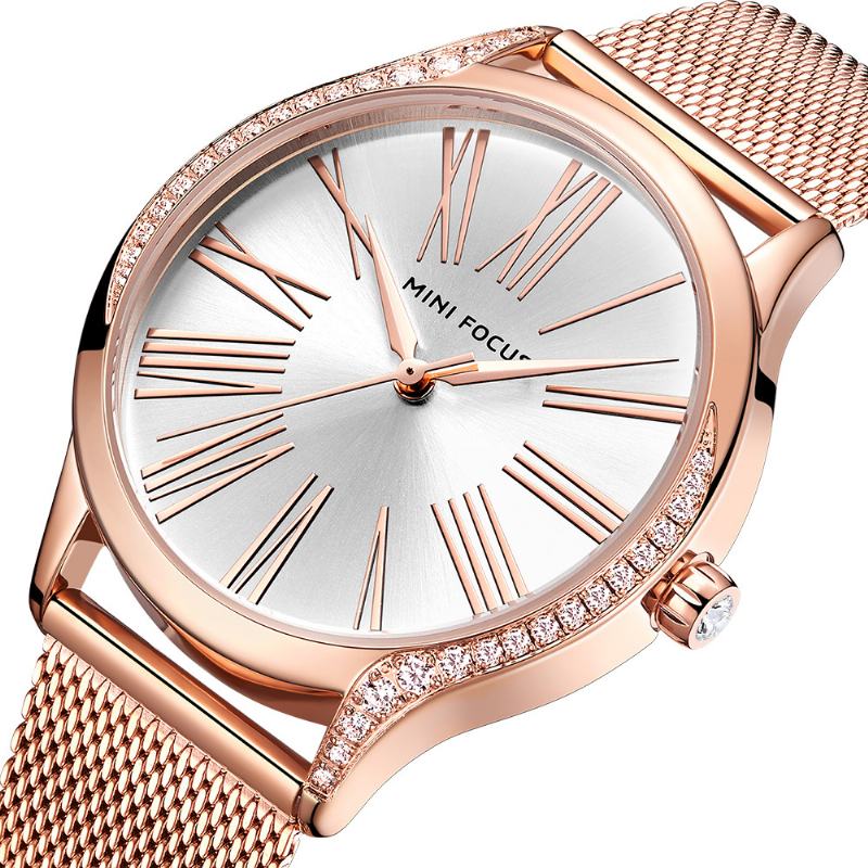 Casual Style Crystal Damskie Wrist Watch Zegarek Kwarcowy Ze Stali Nierdzewnej