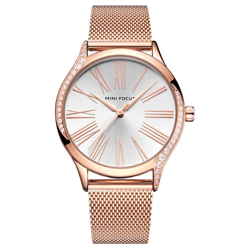 Casual Style Crystal Damskie Wrist Watch Zegarek Kwarcowy Ze Stali Nierdzewnej