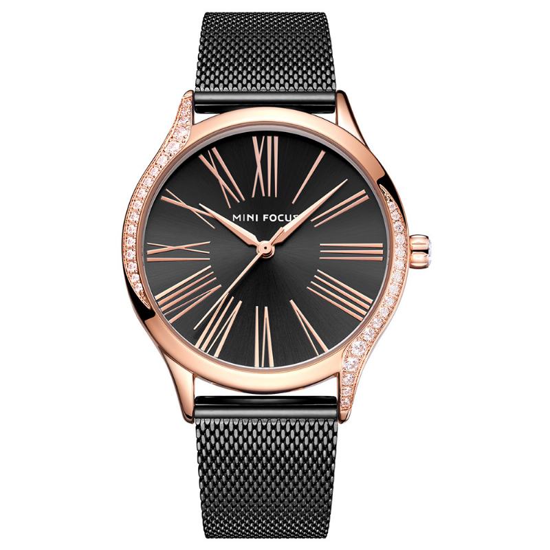 Casual Style Crystal Damskie Wrist Watch Zegarek Kwarcowy Ze Stali Nierdzewnej