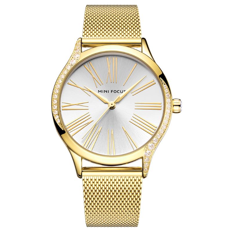 Casual Style Crystal Damskie Wrist Watch Zegarek Kwarcowy Ze Stali Nierdzewnej