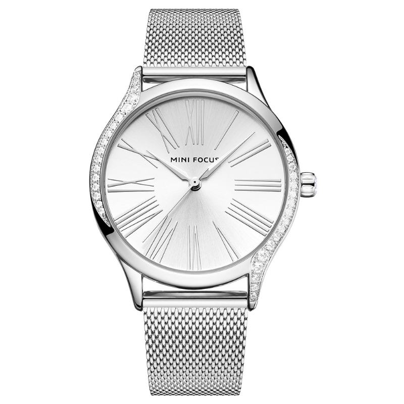 Casual Style Crystal Damskie Wrist Watch Zegarek Kwarcowy Ze Stali Nierdzewnej