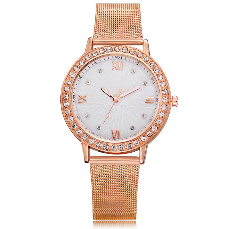 Casual Style Crystal Ladies Wrist Watch Pełne Zegarki Kwarcowe Ze Stalowymi Paskami