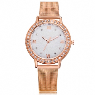 Casual Style Crystal Ladies Wrist Watch Pełne Zegarki Kwarcowe Ze Stalowymi Paskami