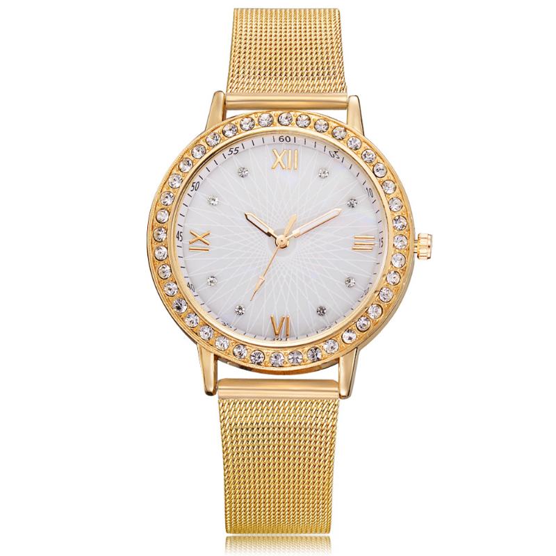 Casual Style Crystal Ladies Wrist Watch Pełne Zegarki Kwarcowe Ze Stalowymi Paskami