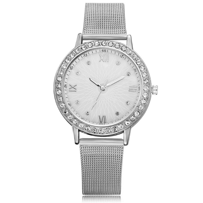 Casual Style Crystal Ladies Wrist Watch Pełne Zegarki Kwarcowe Ze Stalowymi Paskami