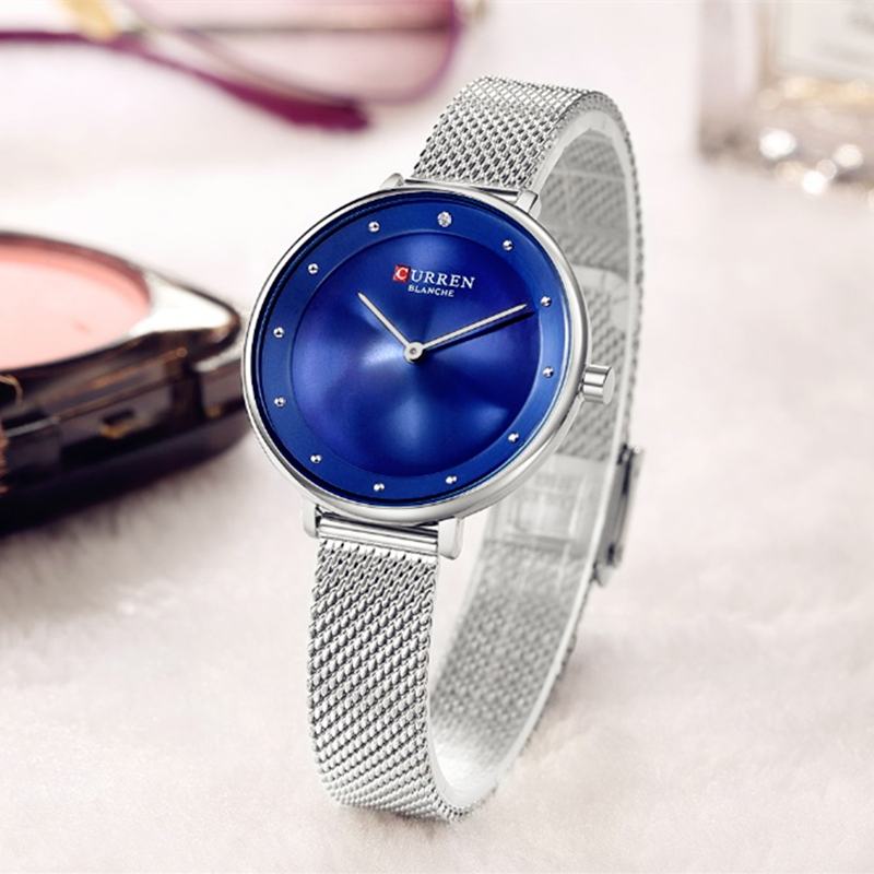 Casual Style Damskie Wrist Watch Mesh Zegarki Kwarcowe Ze Stali Nierdzewnej