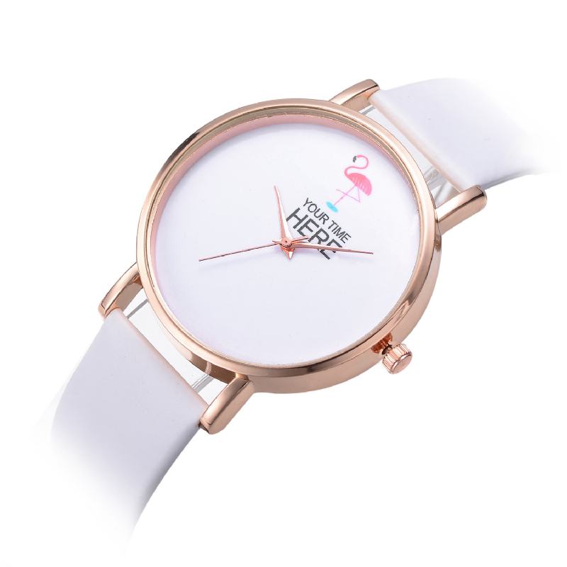 Casual Style Damskie Wrist Watch Rose Gold Case Skórzany Pasek Zegarek Kwarcowy