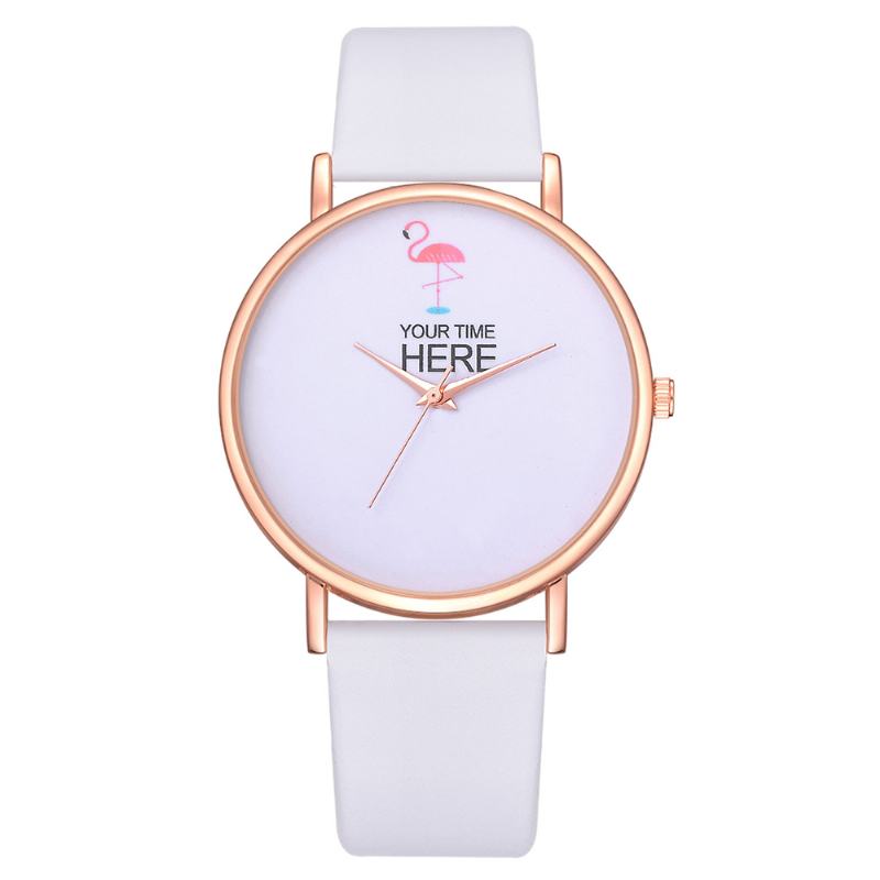 Casual Style Damskie Wrist Watch Rose Gold Case Skórzany Pasek Zegarek Kwarcowy