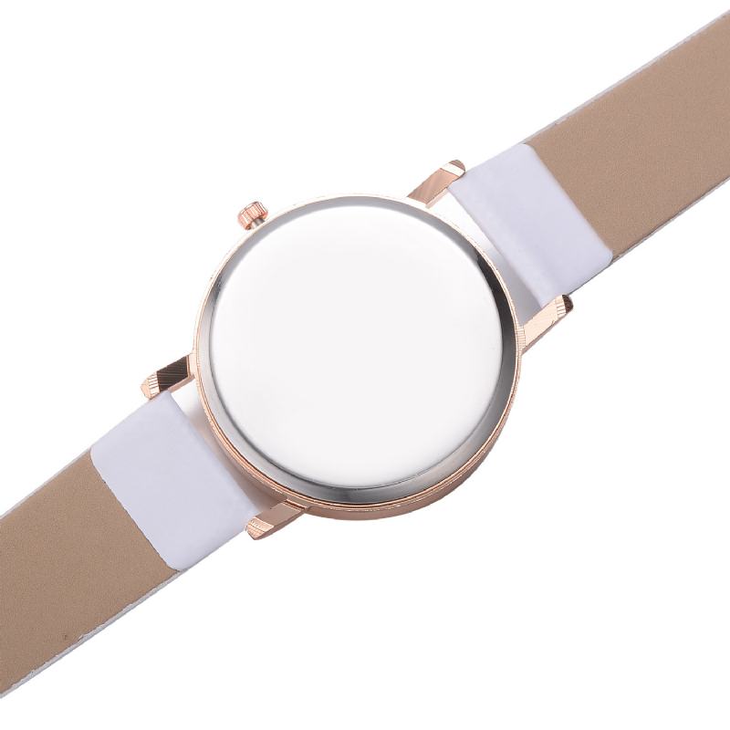 Casual Style Damskie Wrist Watch Rose Gold Case Skórzany Pasek Zegarek Kwarcowy