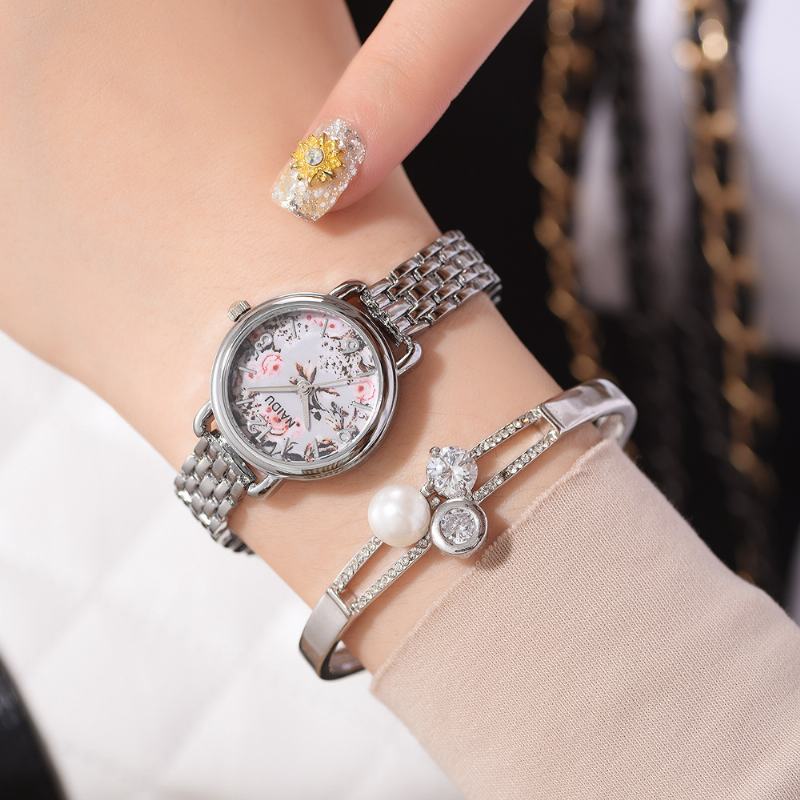Casual Style Dekoracyjny Damski Zegarek Na Rękę Pełny Stalowy Zegarek Kwarcowy