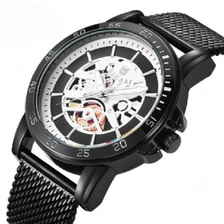 Casual Style Mechaniczny Wygląd Zegarki Kwarcowe Męski Zegarek Na Rękę Ze Stali Siatkowej
