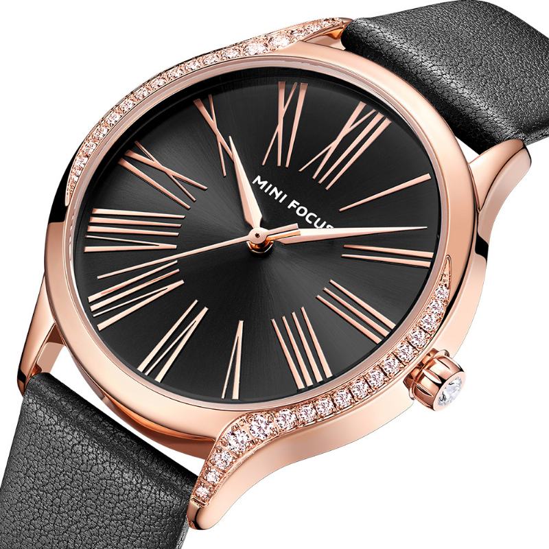 Casual Style Shining Damskie Wrist Watch Prawdziwy Skórzany Pasek Zegarek Kwarcowy