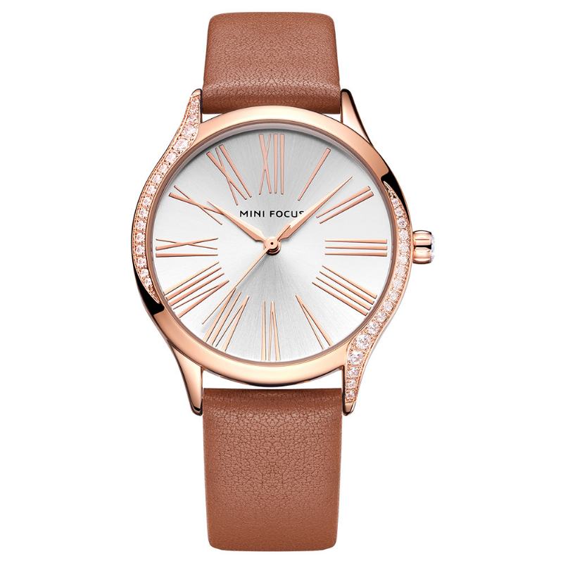 Casual Style Shining Damskie Wrist Watch Prawdziwy Skórzany Pasek Zegarek Kwarcowy