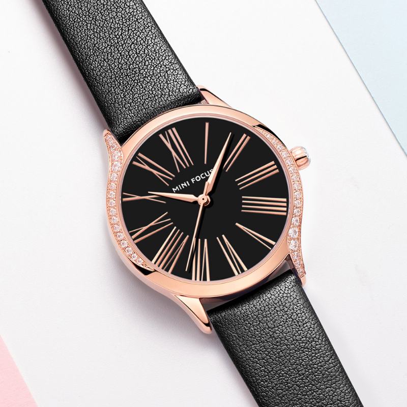 Casual Style Shining Damskie Wrist Watch Prawdziwy Skórzany Pasek Zegarek Kwarcowy