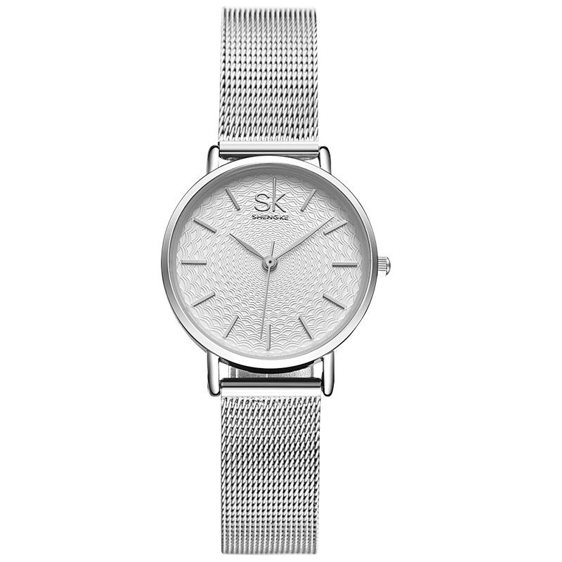 Casual Style Ultra Cienki Damski Zegarek Na Rękę Mesh Steel Band Quartz Watch