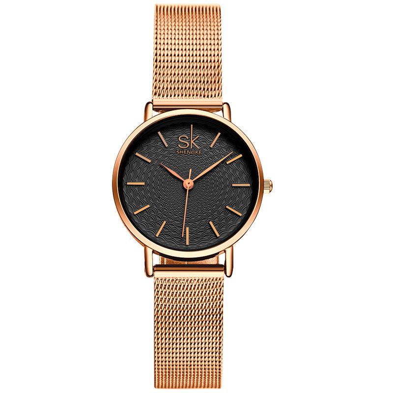 Casual Style Ultra Cienki Damski Zegarek Na Rękę Mesh Steel Band Quartz Watch