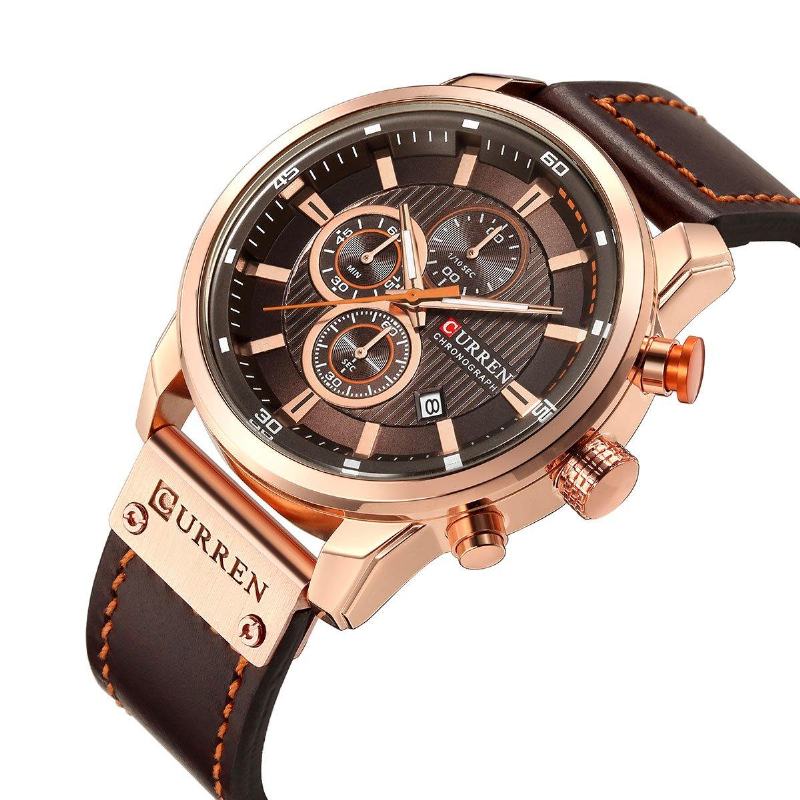 Casual Style Wielofunkcyjny Zegarek Kwarcowy Wyświetlacz Daty Męski Zegarek Na Rękę