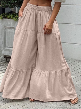 Casualowe Elastyczne Plisowane Plisowane Spodnie Z Szerokimi Nogawkami Dla Kobiet