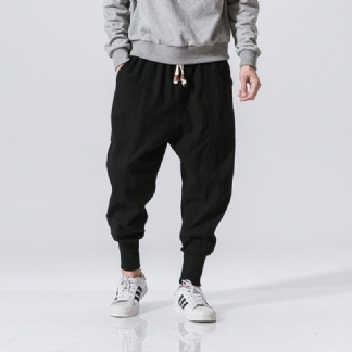 Chiński Styl Harem Spodnie Męskie Streetwear Casual Biegaczy Męskie Spodnie Bawełniane Lniane Spodnie Dresowe Do Kostek Męskie Spodnie M-5xl