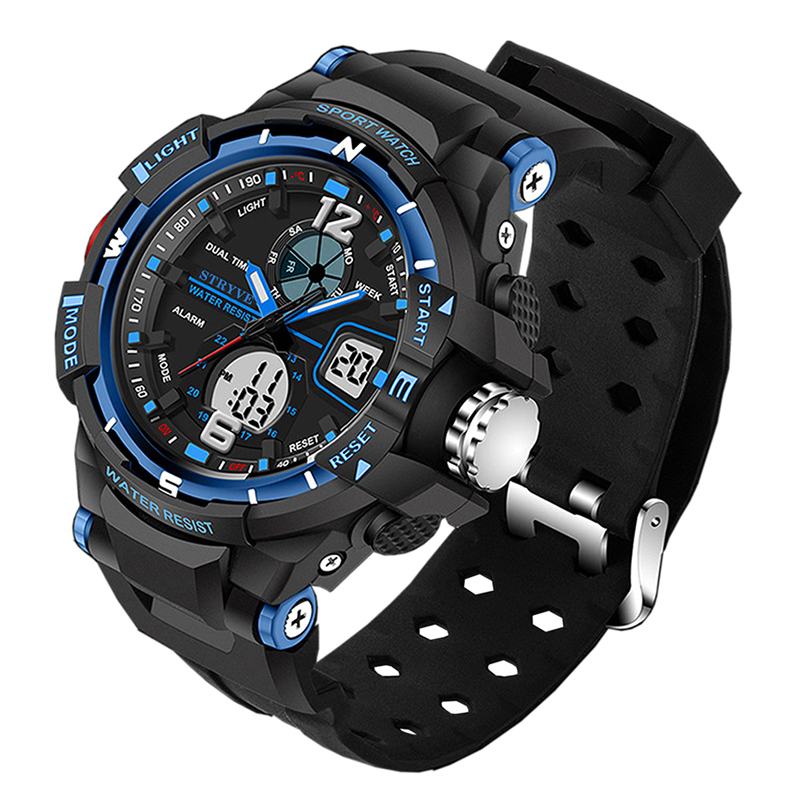 Chronograf Luminous Week Display Wodoodporny Męski Sportowy Zegarek Z Podwójnym Wyświetlaczem