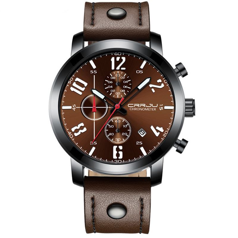 Chronograph Męski Zegarek Na Rękę W Stylu Casual Luminous Display Zegarek Kwarcowy