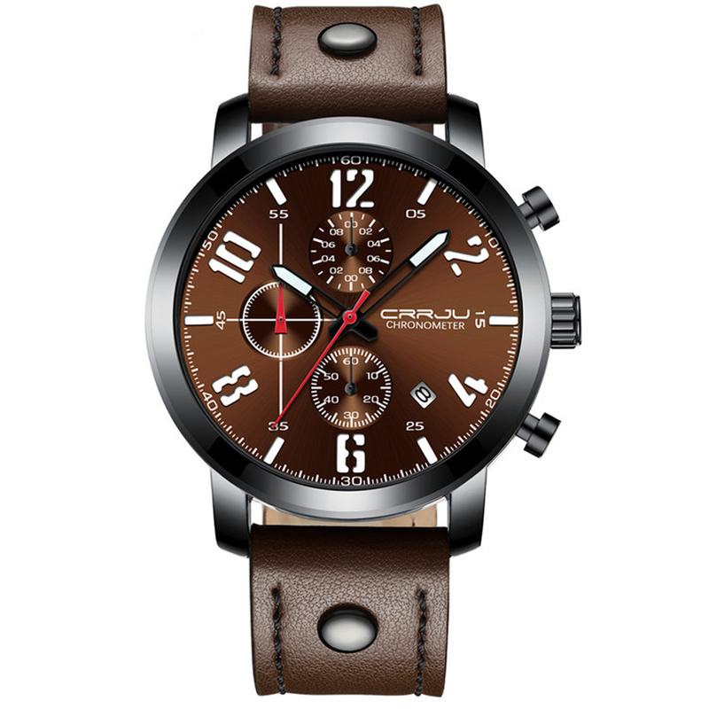 Chronograph Męski Zegarek Na Rękę W Stylu Casual Luminous Display Zegarek Kwarcowy