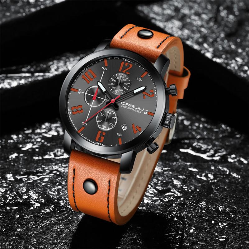 Chronograph Męski Zegarek Na Rękę W Stylu Casual Luminous Display Zegarek Kwarcowy