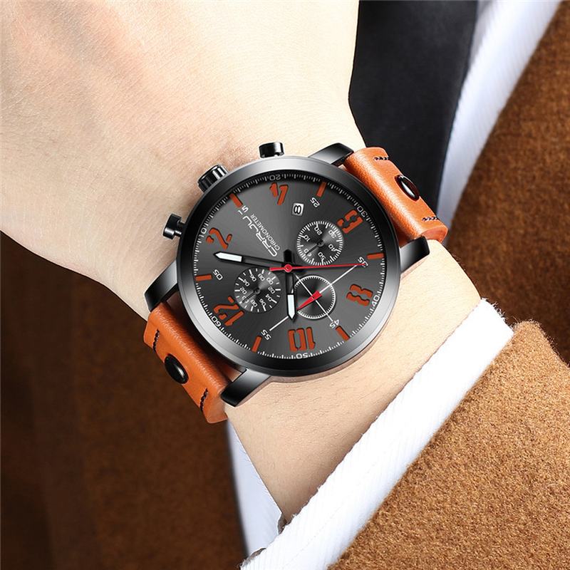 Chronograph Męski Zegarek Na Rękę W Stylu Casual Luminous Display Zegarek Kwarcowy