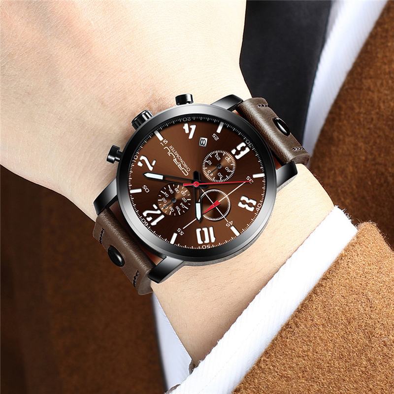 Chronograph Męski Zegarek Na Rękę W Stylu Casual Luminous Display Zegarek Kwarcowy