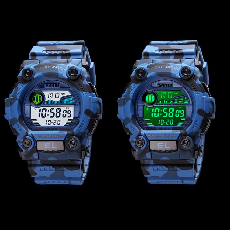 Chronograph Sport Męski Zegarek Na Rękę Luminous Display Wodoodporny Zegarek Cyfrowy Led