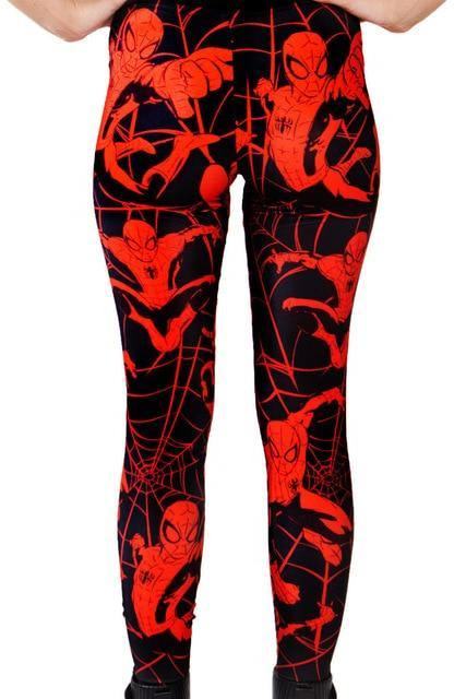 Ciemny CZerwony Spiderman Uderza New Arrival 2015 Kobiety Legginsy Druk Cyfrowy Popularne Spider-man Sexy Spodnie Damskie