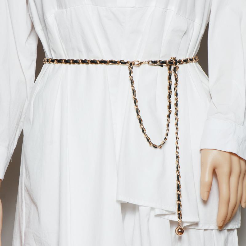Cienki Pasek Moda Chain Pleciony Pas W Talii