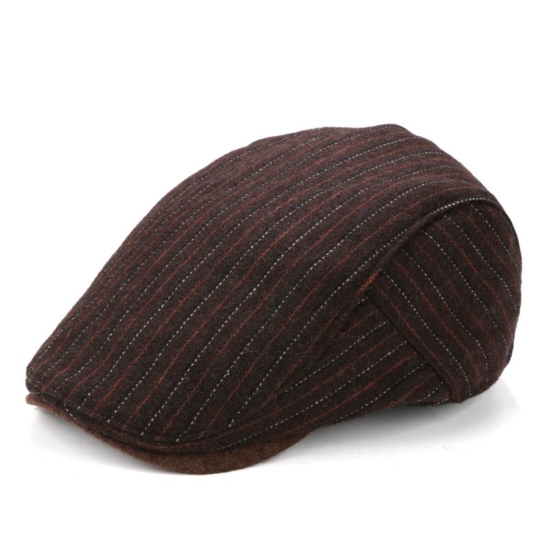 Ciepły Beret Męski W Kratę W Stylu Vintage