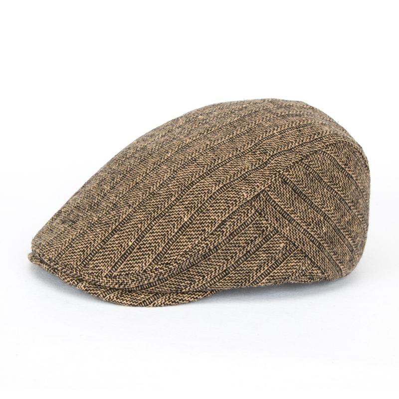 Ciepły Beret Męski W Kratę W Stylu Vintage