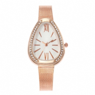 Crystal Case Triangle Dial Prosta Konstrukcja Full Stell Mesh Belt Damskie Quartz Watch