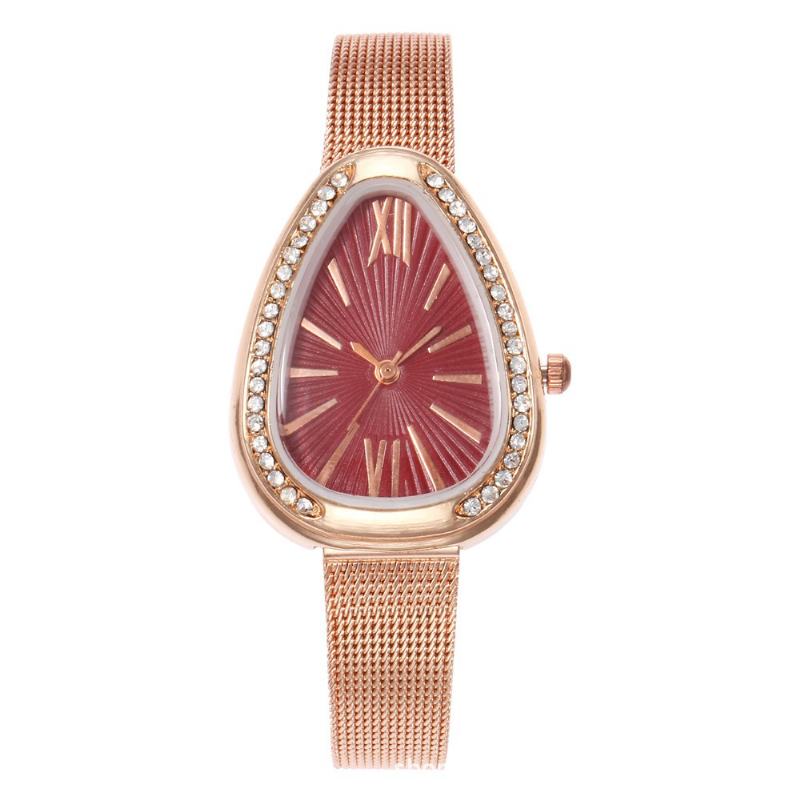 Crystal Case Triangle Dial Prosta Konstrukcja Full Stell Mesh Belt Damskie Quartz Watch