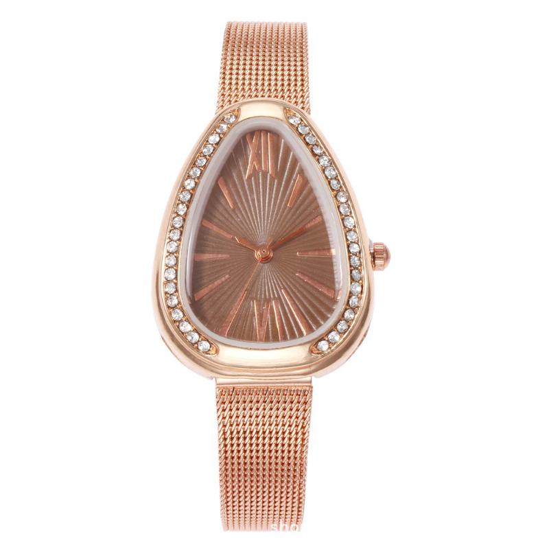 Crystal Case Triangle Dial Prosta Konstrukcja Full Stell Mesh Belt Damskie Quartz Watch