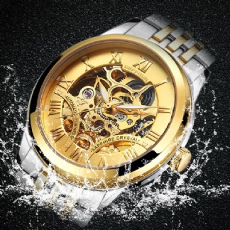Cyfra Rzymska 3d Dial Case Męskie Watch Pasek Ze Stali Nierdzewnej Automatyczny Zegarek Mechaniczny