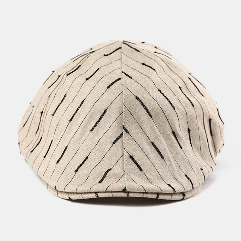 CZapka Beret Unisex W Paski Bawełniana Regulowana Codzienna CZapka Do Przodu Ośmiokątna CZapka