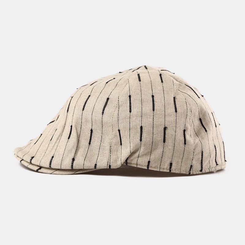 CZapka Beret Unisex W Paski Bawełniana Regulowana Codzienna CZapka Do Przodu Ośmiokątna CZapka